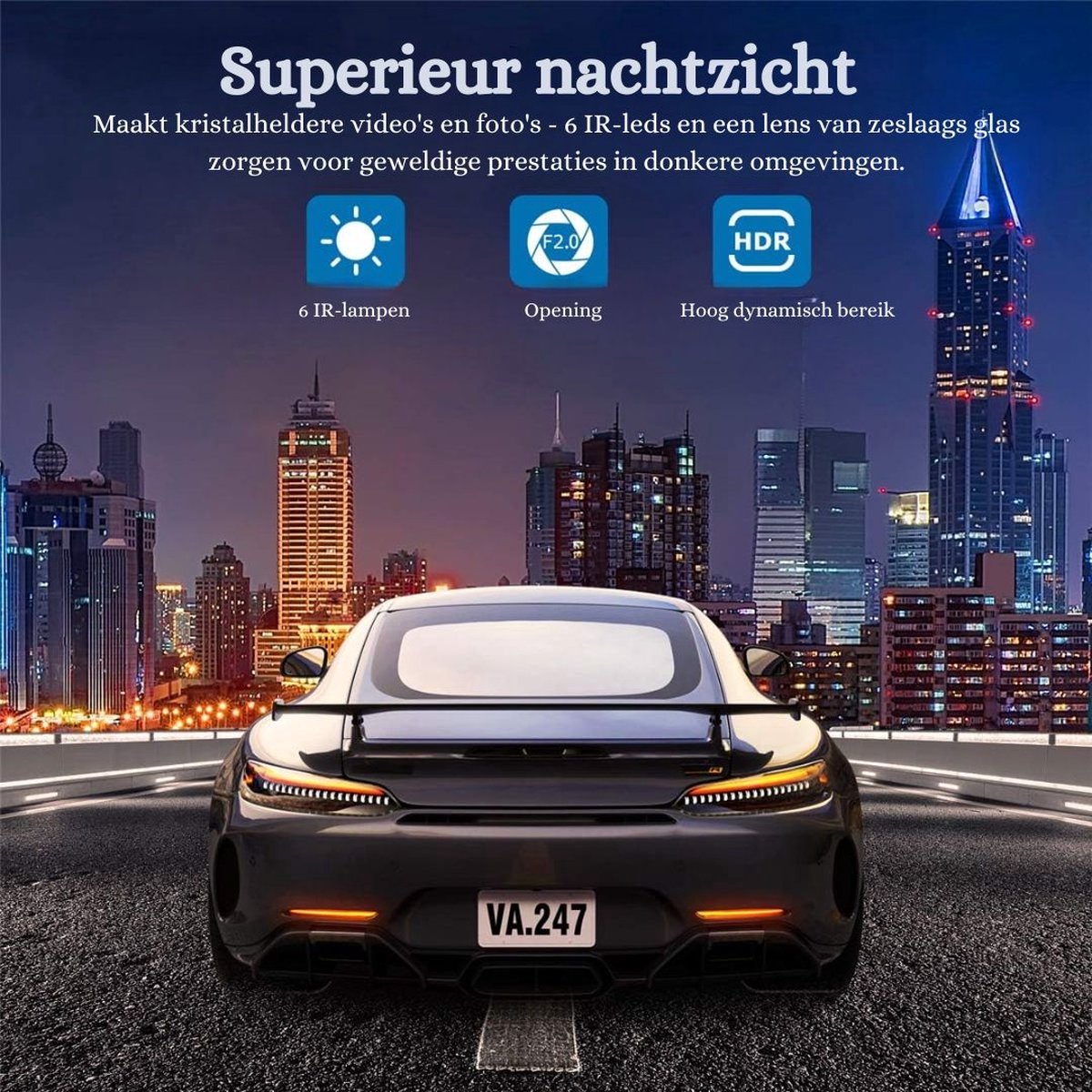 Thuys Dashcam Auto Voor- en Achterkant Zwart