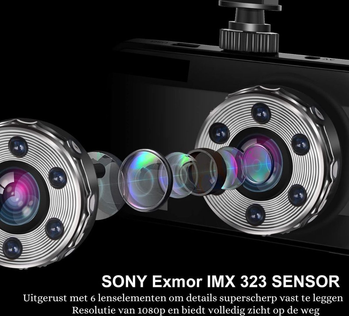 Thuys Dashcam Auto Voor- en Achterkant Zwart