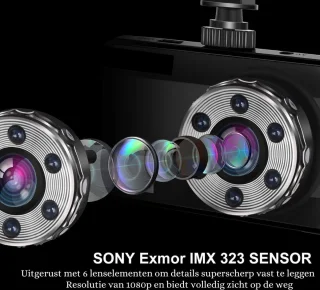 Thuys Dashcam Auto Voor- en Achterkant Zwart