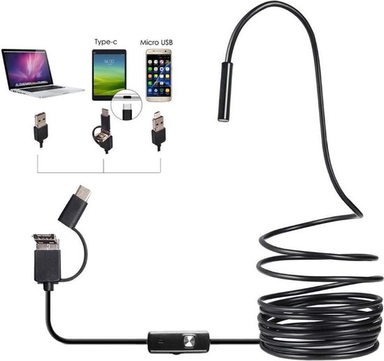 Togadget Endoscoop Mini USB Camera met USB-C adapter 2m