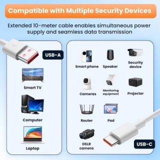 USB-C kabel 10m - Type C stroomverlengkabel voor Mi camera