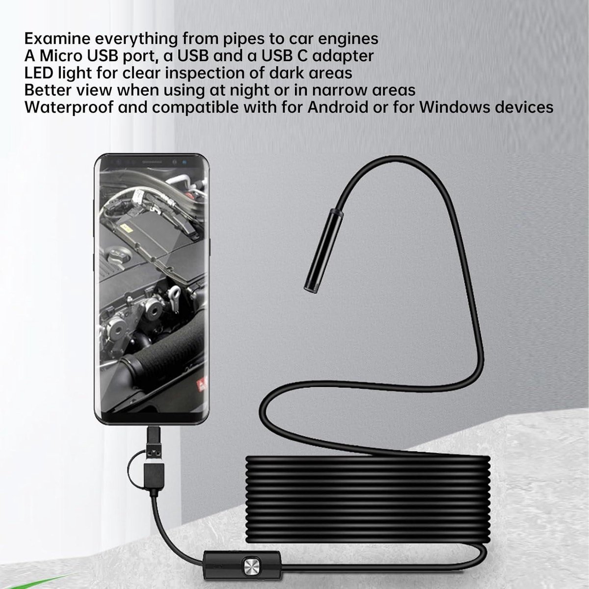 Wat vinden we goed aan de USB Type C 3-in-1 Endoscoop Camera 5m IP67