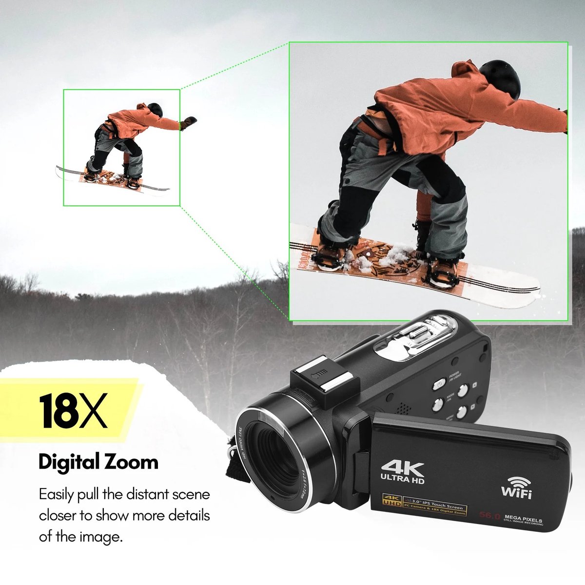 Vlog Camera 4K Ultra HD 2-in-1 met Microfoon en Afstandsbediening