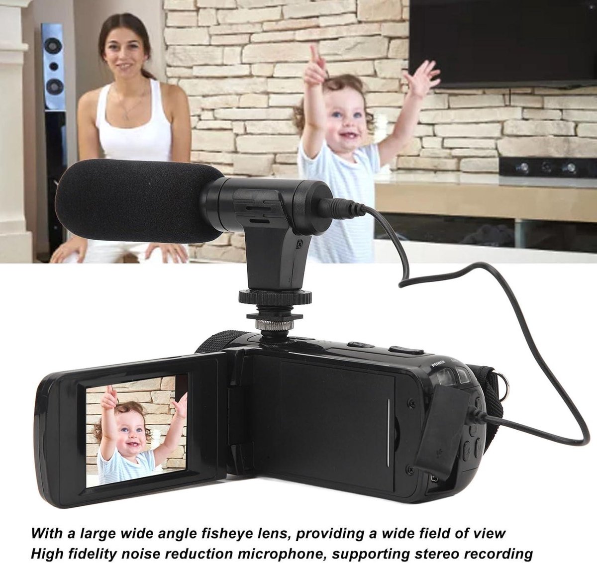 Vlogcamera HD 1080P met Microfoon en Groothoeklens