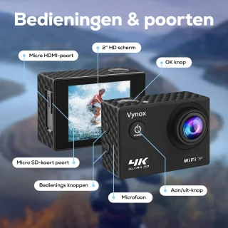 Vynox Action Camera 4K - Actiecamera