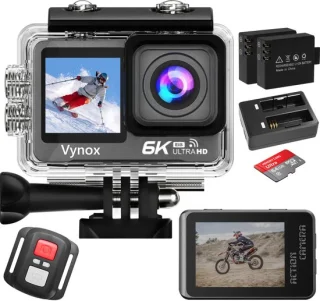 Vynox Action Camera 6K Touchscreen WiFi 30M Waterdicht