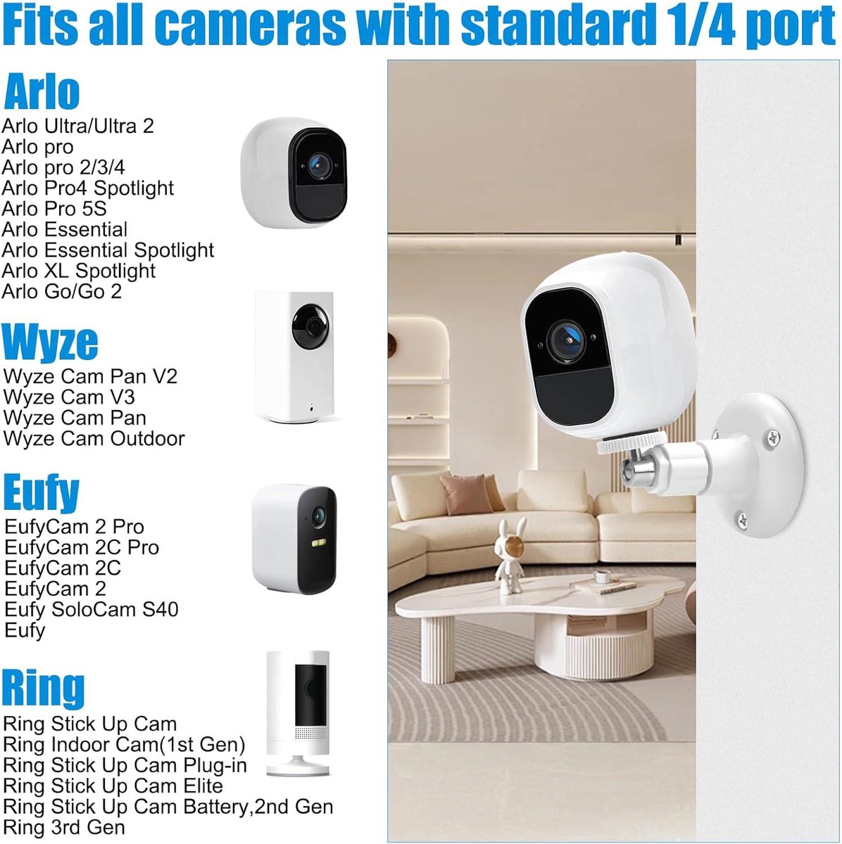 Wall Mount voor Ring Stick Up & Arlo Pro Cam System