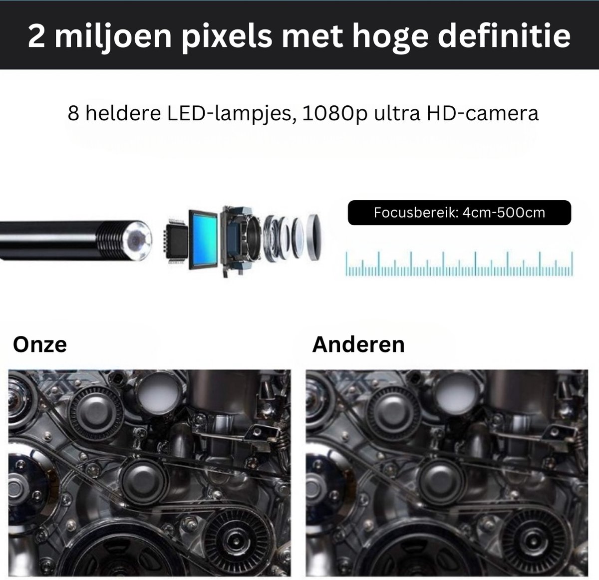Wifi Endoscoopcamera 1200P HD USB 10m voor Android/iOS Windows Mac