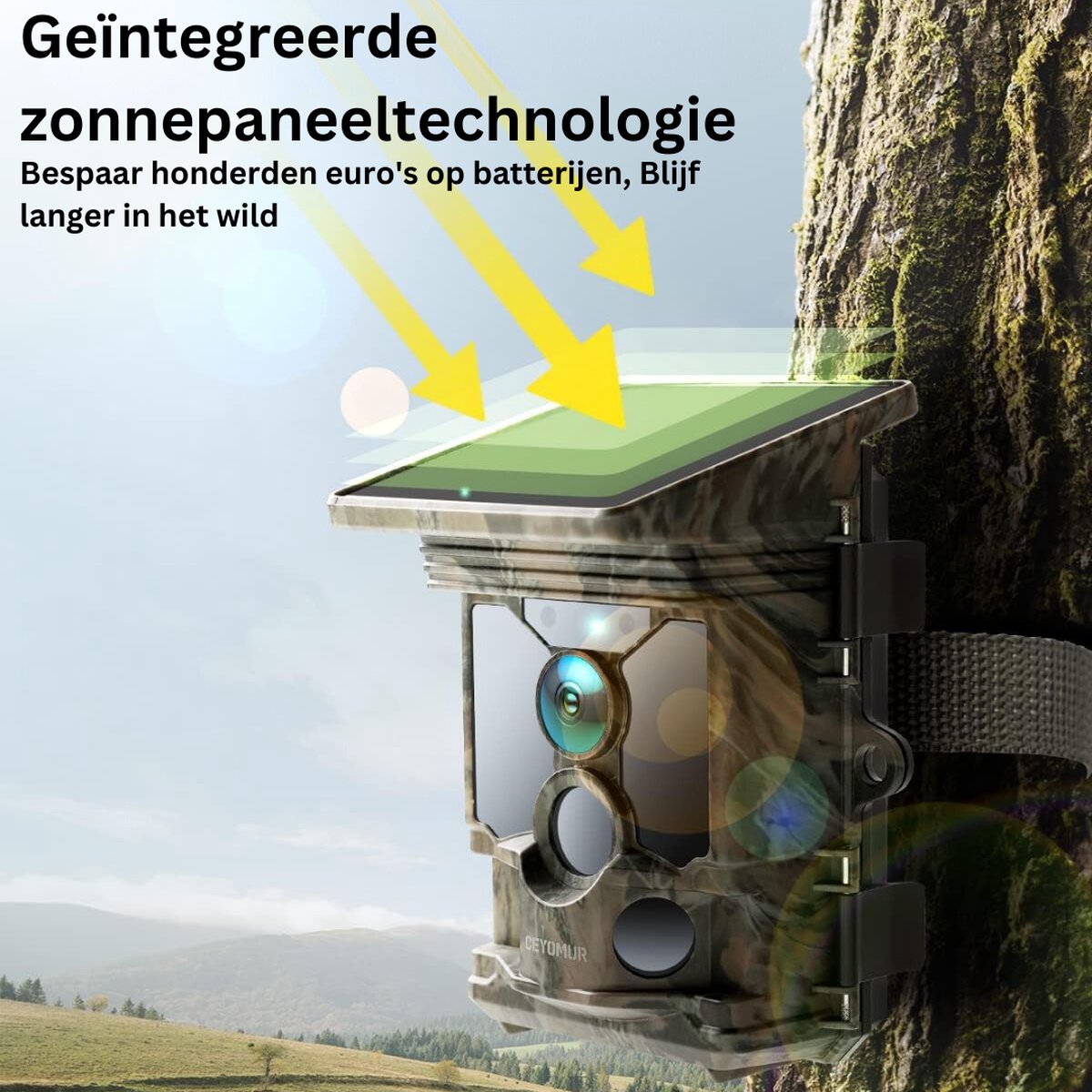 Wildcamera 4K 40MP WiFi Bluetooth met zonne-energie en nachtzicht