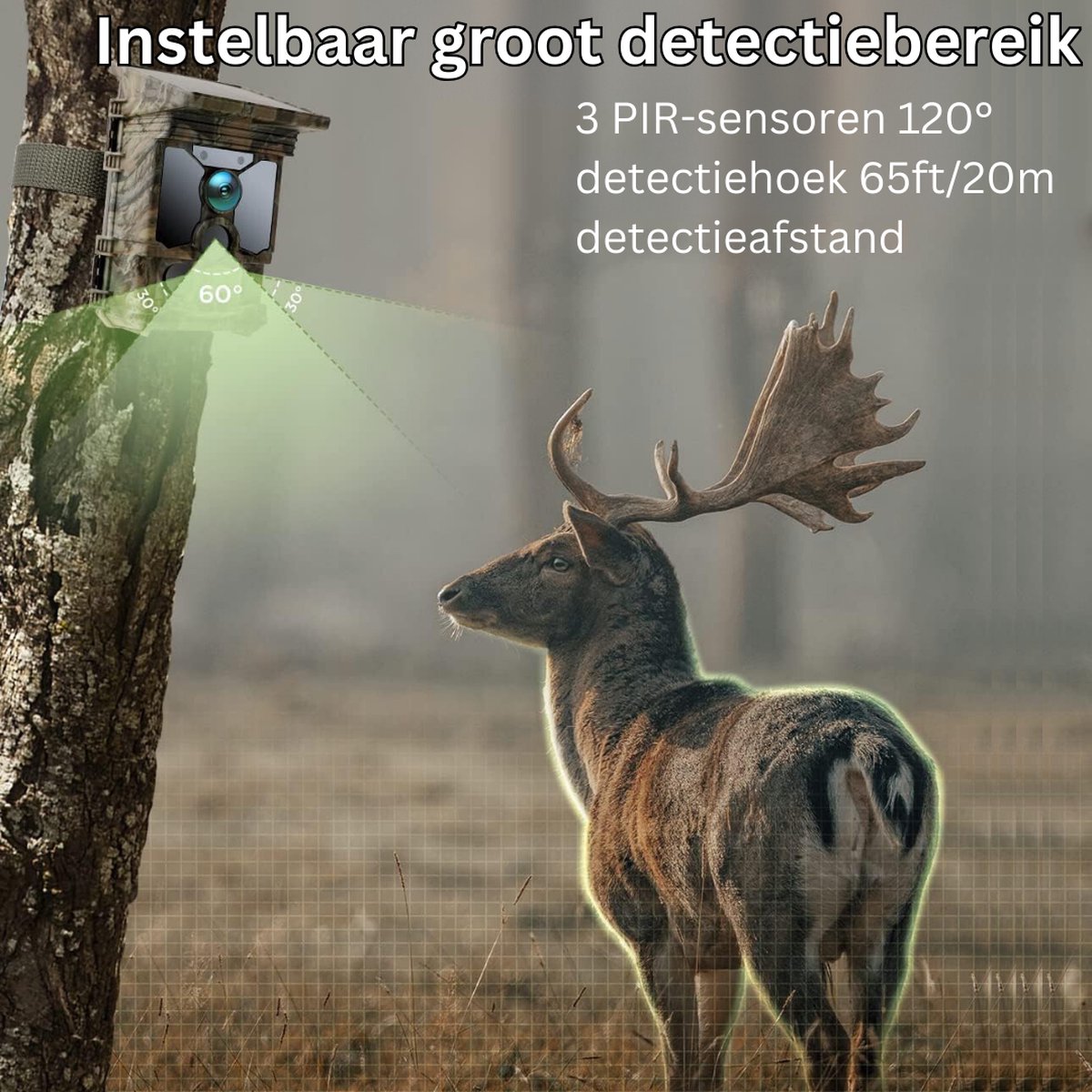 Wildcamera 4K 40MP WiFi Bluetooth met zonne-energie en nachtzicht