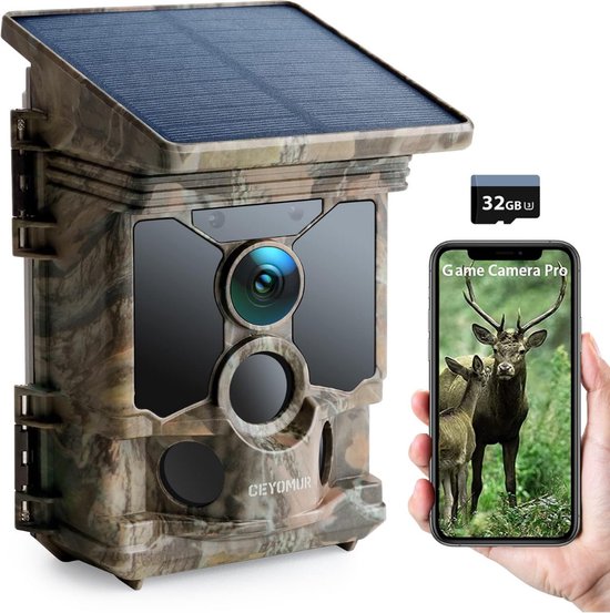 Wildcamera 4K 40MP WiFi Bluetooth met zonne-energie en nachtzicht