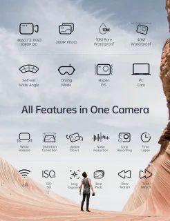 WOLFANG GA420 Action Camera 4K 60FPS 24MP Touchscreen WiFi