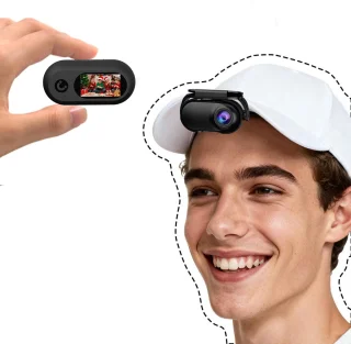 Xilecam Mini-sportcamera met geheugenkaart, motorcamera voor motorhelm, zwart glanzend