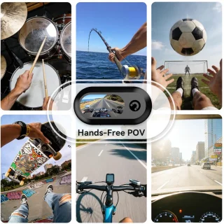 Xilecam Mini-sportcamera met geheugenkaart, motorcamera voor motorhelm, zwart glanzend