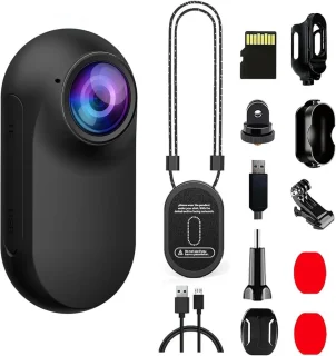 Xilecam Mini-sportcamera met geheugenkaart, motorcamera voor motorhelm, zwart glanzend