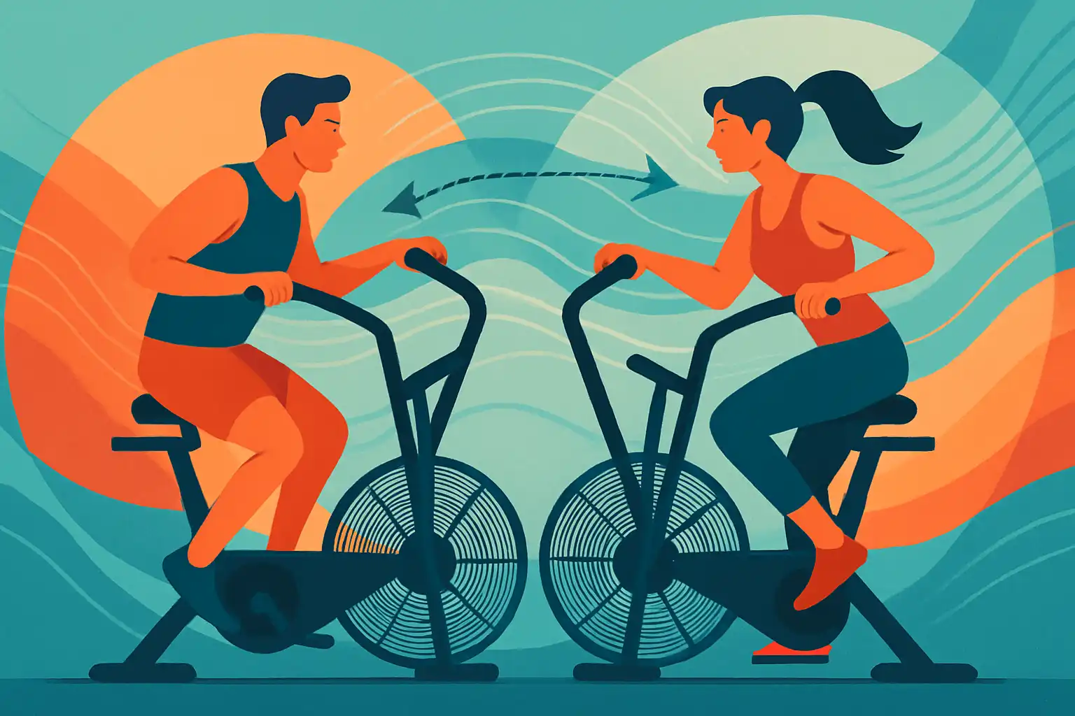 Duo airbike workouts: synchroniseer je ritme en boost elkaars prestaties