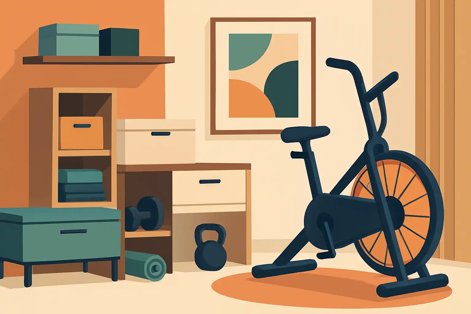 Kleine ruimte, grote training: slimme opbergideeën en multifunctionele meubels voor je airbike