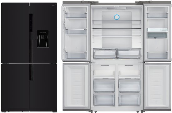 Amica AFN9561DXN Amerikaanse Koelkast 4 Deurs Black RVS