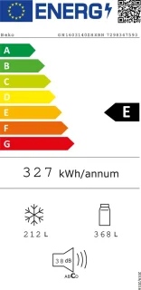 Beko GN1603140ZHXBN koelkast zilver