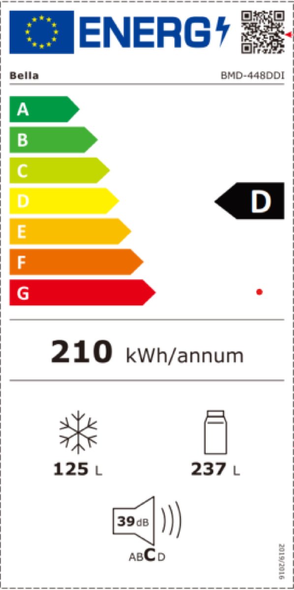 Bella BMD-448DDI Amerikaanse Koelkast 4 Deuren 362L Dark Inox