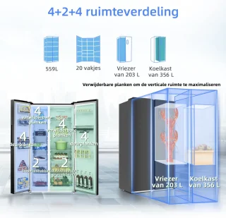 CHiQ FSS559NEI42D Amerikaanse koelkast 559L
