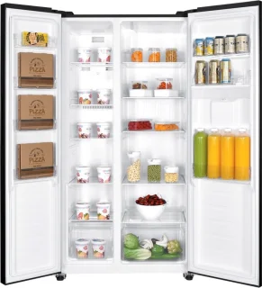 Exquisit SBS239-WS-EB Amerikaanse Koelkast Zwart 442L