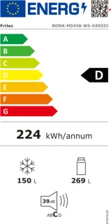 Frilec BONN-MD458-WS-040DDI Amerikaanse koelkast 419L Dark Inox