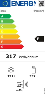 Haier HSR3918ENPB Amerikaanse Koel-vriescombinatie