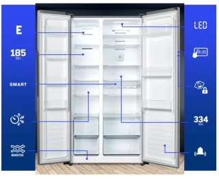 Heinner Amerikaanse Koelkast LED Touch 519L Zilver