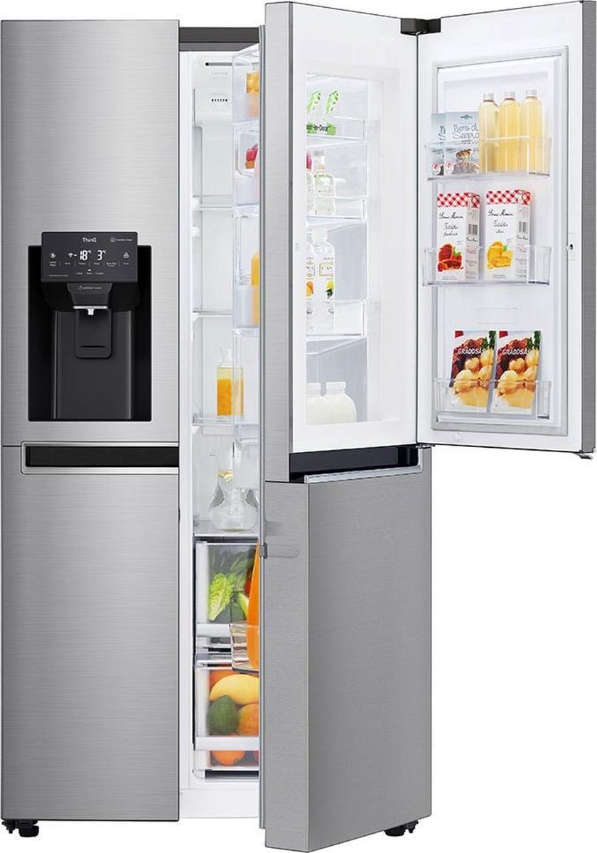 De LG GSJ760PZZE Side-by-Side Amerikaanse koelkast zwart/grijs/zilver in één oogopslag