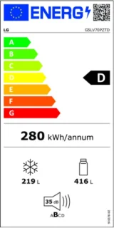 LG GSLV70PZTD Amerikaanse koelkast 635L