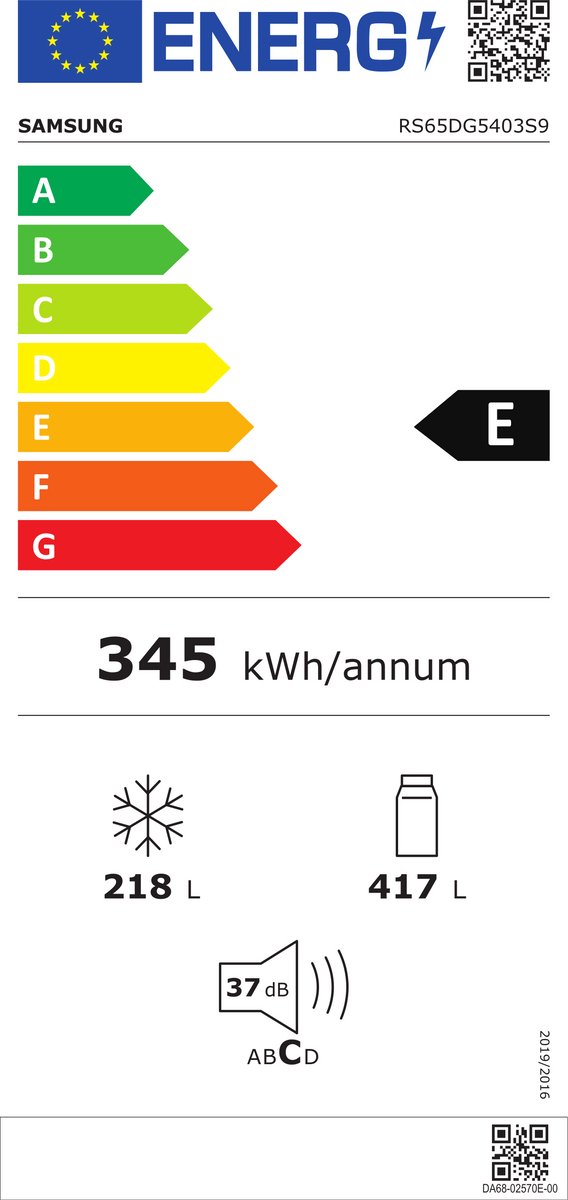 Samsung RS65DG5403S9/EF Amerikaanse koelkast 635L Grijs