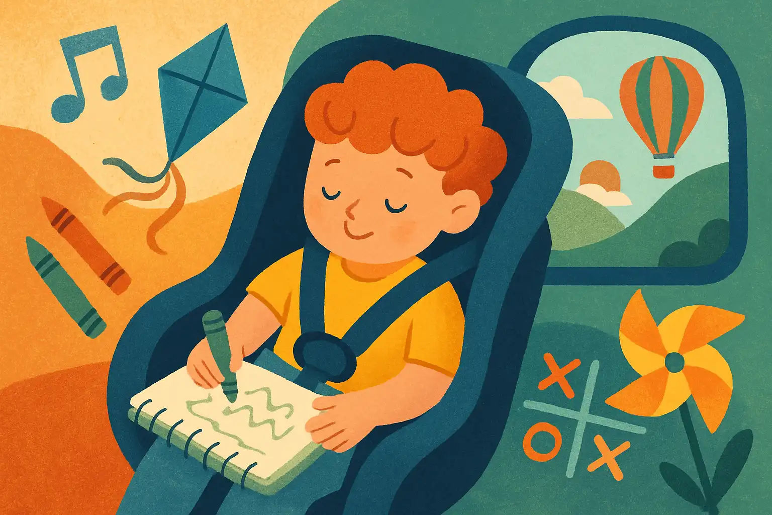 Zonder schermen de rit door: creatieve en rustgevende activiteiten voor kinderen in het autostoeltje