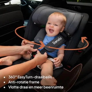 Draaibaar i-Size Autostoel 360° voor Kinderen (40-150 cm) – ISOFIX & Top Tether, Veiligheid en Comfort