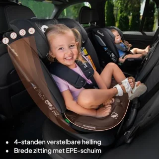 Draaibaar i-Size Autostoel 360° voor Kinderen (40-150 cm) – ISOFIX & Top Tether, Veiligheid en Comfort