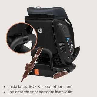 Draaibaar i-Size Autostoel 360° voor Kinderen (40-150 cm) – ISOFIX & Top Tether, Veiligheid en Comfort