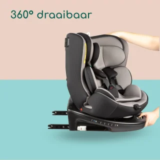 360 Draaibare Autostoel voor Kinderen, i-Size, Groep 0-3, ISOFIX Bevestiging, Zijdelingse Bescherming, 5 Ligposities, 9 Hoofdsteunposities, Comfortabel en Veilig, Tot 150 cm