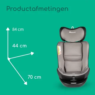 360 Draaibare Autostoel voor Kinderen, i-Size, Groep 0-3, ISOFIX Bevestiging, Zijdelingse Bescherming, 5 Ligposities, 9 Hoofdsteunposities, Comfortabel en Veilig, Tot 150 cm