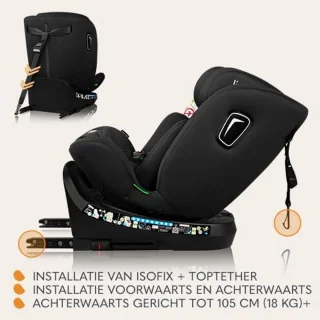 360 Graden Draaibaar Autostoeltje voor Kinderen van 40-150 cm - Veilige i-Size Autostoel met ISOFIX en Verstelbare Rugleuning