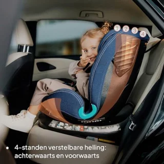 360° Draaibaar i-Size Autostoeltje - Groep 0/1/2/3 - Verstelbare Hoofdsteun - Veiligheid ISOFIX & Top Tether