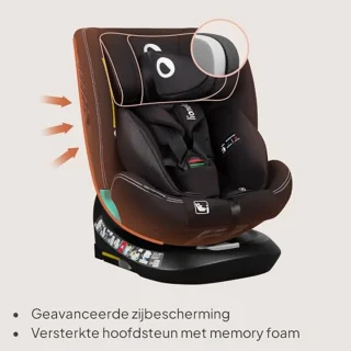 360° Draaibaar i-Size Autostoeltje - Groep 0/1/2/3 - Verstelbare Hoofdsteun - Veiligheid ISOFIX & Top Tether