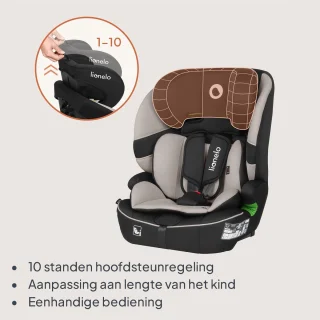 Autostoel ISOFIX voor Kind & Baby (1.5 tot 12 jaar / 76-150 cm / 9-36 kg / Groep 1 2 3) – Nieuwste Veiligheidsnorm – Groeit mee – Breed zit- en rugdeel – Zijbescherming – 10-standen Hoofdsteun – Wasbare Bekleding – Autostoeltje Lionelo Billy i-Size