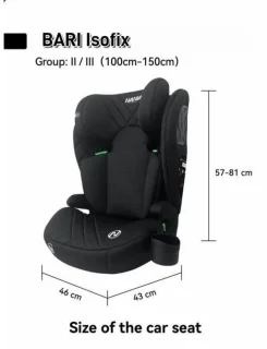 Isofix autostoel - NANIA - BARI - Groep 2/3 - I-maat - Zwart