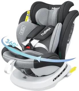 I-Size 360° Rotatie Kinderzitje - Groep 0+1/2/3, 0-12 jaar, Baby Autostoeltje met Isofix - Donker Grijs