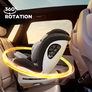 I-Size 360° Rotatie Kinderzitje - Groep 0+1/2/3, 0-12 jaar, Baby Autostoeltje met Isofix - Donker Grijs