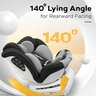 I-Size 360° Rotatie Kinderzitje - Groep 0+1/2/3, 0-12 jaar, Baby Autostoeltje met Isofix - Donker Grijs
