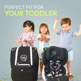 Compacte opvouwbare autostoel en reistas voor peuters - Zwarte Isofix autostoel met top tether en veiligheidsgordelfitting