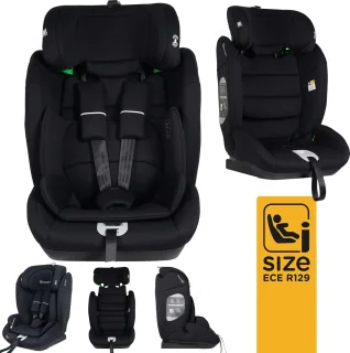 BabyGO Lumo i-Size autostoel - voor kinderen van 76-150 cm - Groep 1-2-3 (9-36kg) - Autogordel bevestiging - Zwart