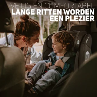 BabyGO Lumo i-Size autostoel - voor kinderen van 76-150 cm - Groep 1-2-3 (9-36kg) - Autogordel bevestiging - Zwart