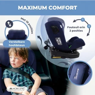 Autostoel 360º draaibaar, I-size controle, Groep 0/1/2/3, Evolutief, Max. 36 kg, 5-punts gordel, Verstelbaar, Ontspannen positie